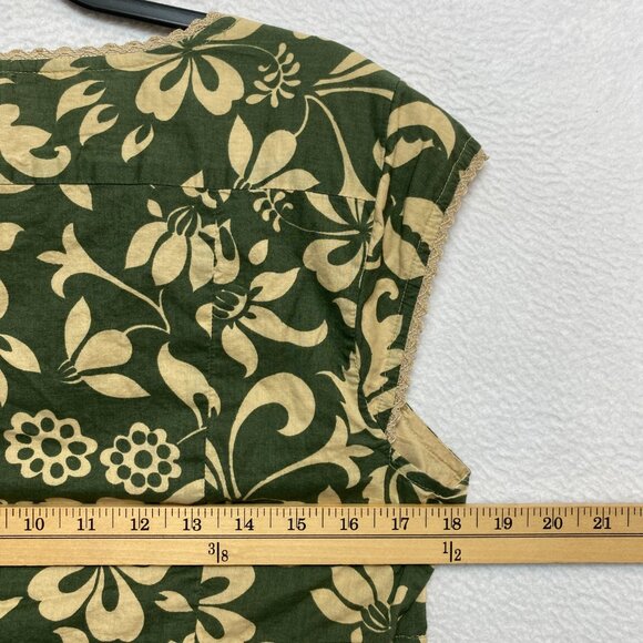 VINTAGE Gap Blouse Womens L Green Dolmal Sleeves Floral Wrap Y2K - Picture 9 of 11